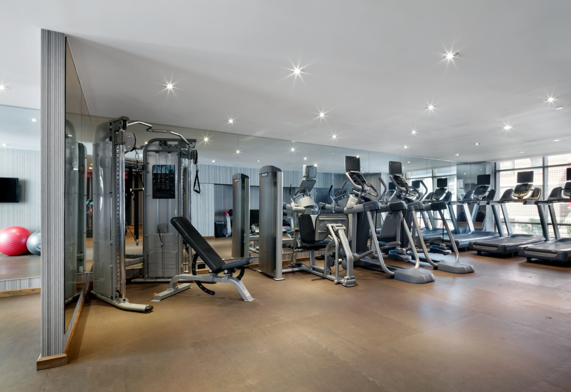The Nathaniel fitness room with exercise equipment