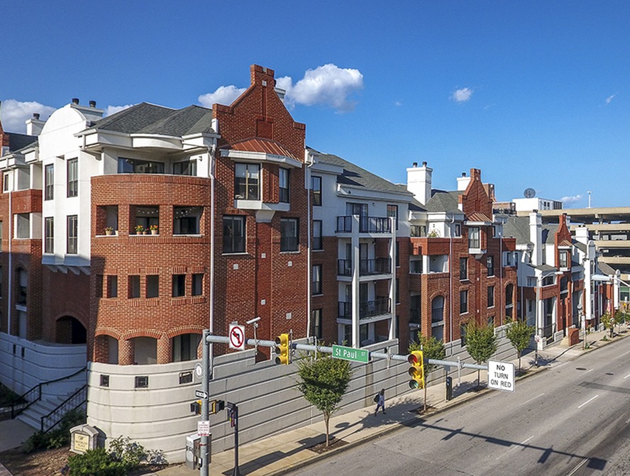 Road in front of Waterloo Place Apartments