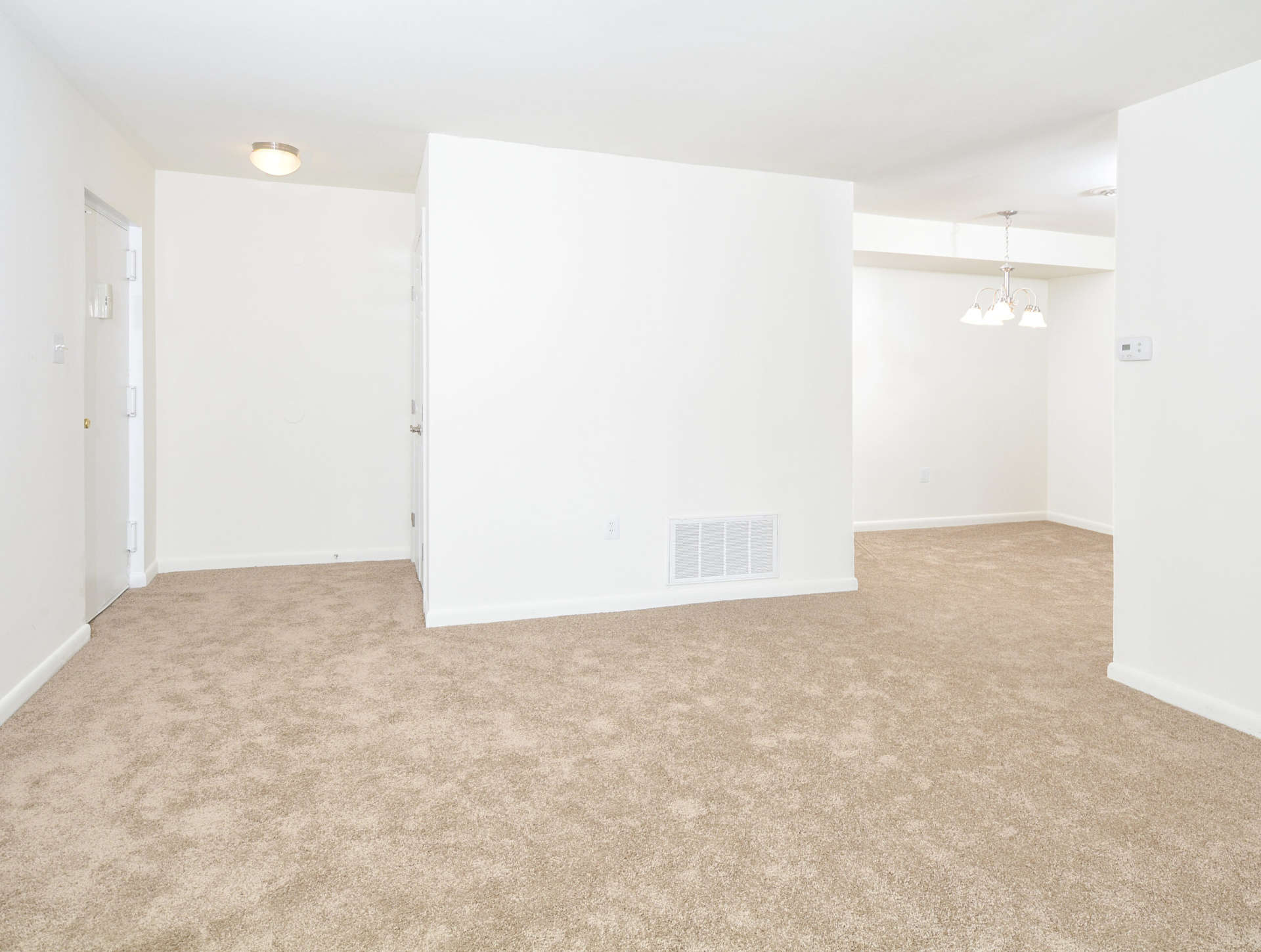 Spacious carpeted apartment at Glen Eagle Village.