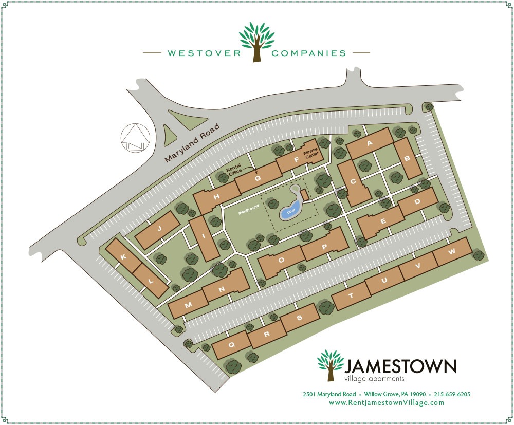 Property map of Jamestown Village Apartments in Willow Grove.